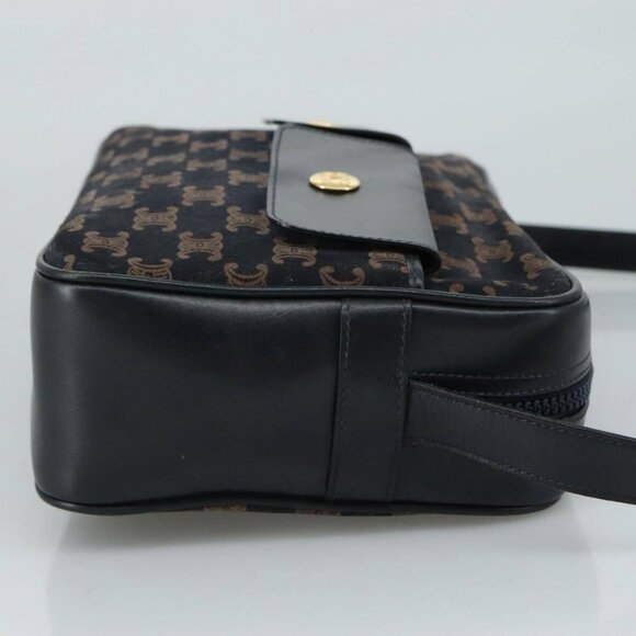 CELINE Macadam Canvas Shoulder Bag Suede Leather Navy Auth - Picture 5 of 16